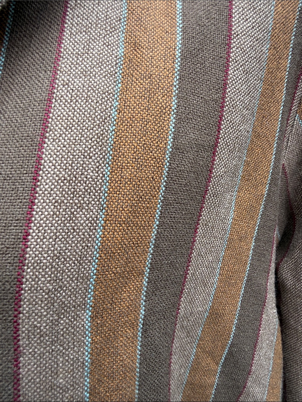 Vintage Striped Long Button-Front Dress Coat in Mustard and Brown handmade brown - Picture 3 of 12